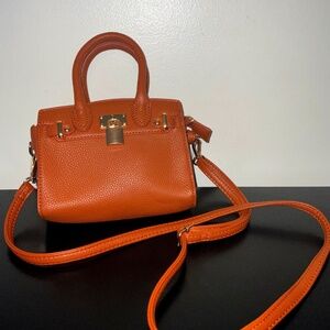 Brown leather mini hand bag